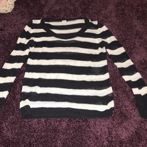 Navy blue and white striped sweater